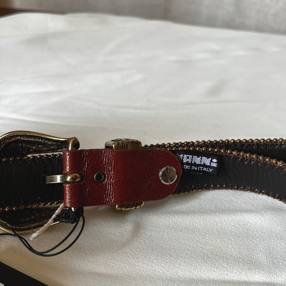Vintage Nanni Milano Patchwork Leather Belt Size 75/30 NWT Italy - Picture 5 of 9